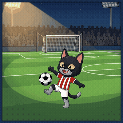 A Cartoon Of A Black Cat Kicking A Soccer Ball GIF
