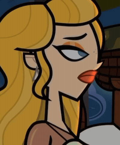 A Cartoon Of A Blonde Woman With Red Lips GIF