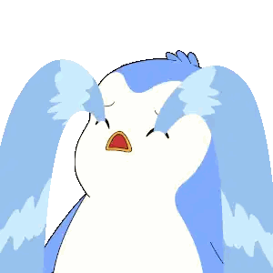 A Cartoon Of A Blue And White Bird Crying Sticker