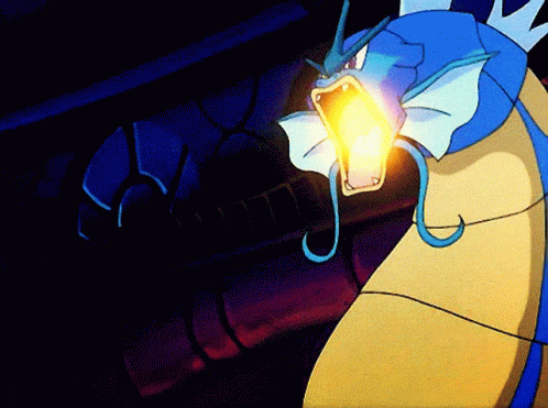 A Cartoon Of A Blue And Yellow Monster With Its Mouth Open GIF