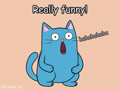 A Cartoon Of A Blue Cat With The Words Really Funny GIF