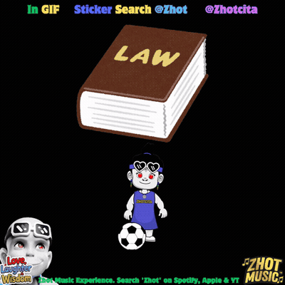 A Cartoon Of A Book Titled Law With A Sticker Search At The Top GIF