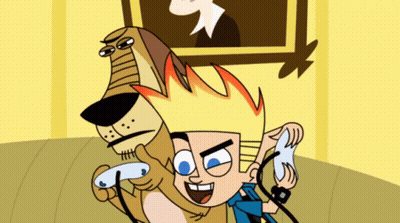 A Cartoon Of A Boy And A Dog Playing A Game GIF