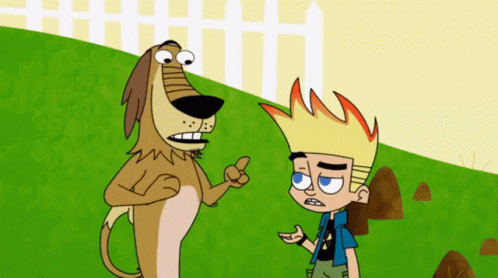 A Cartoon Of A Boy And A Dog With A Fence In The Background GIF