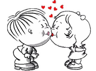 A Cartoon Of A Boy And A Girl Kissing With Hearts Coming Out Of Their Mouths Sticker