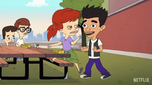 A Cartoon Of A Boy And A Girl With A Netflix Logo On The Bottom GIF