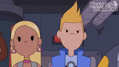A Cartoon Of A Boy And A Girl With Bravest Warriors Written On The Bottom Right GIF