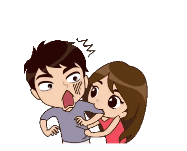 A Cartoon Of A Boy And A Girl With Smoke Coming Out Of Them Sticker