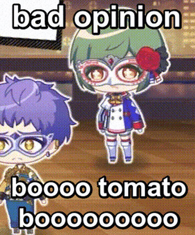A Cartoon Of A Boy And A Girl With The Words Bad Opinion Booo Tomato Boooooo GIF