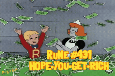A Cartoon Of A Boy And A Maid With The Words Rune # 431 Hope You Get Rich Written On The Bottom GIF