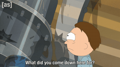 A Cartoon Of A Boy Asking What Did You Come Down Here For GIF