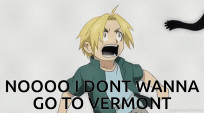 A Cartoon Of A Boy Being Attacked By A Monster With The Words Nooo I Dont Wanna Go To Vermont GIF