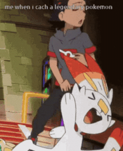 A Cartoon Of A Boy Carrying A Legendary Pokemon GIF