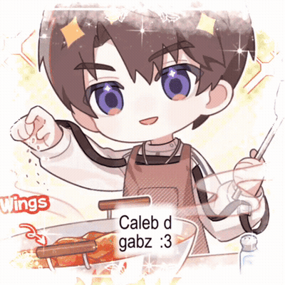 A Cartoon Of A Boy Cooking With The Words Caleb D Gabz : 3 GIF