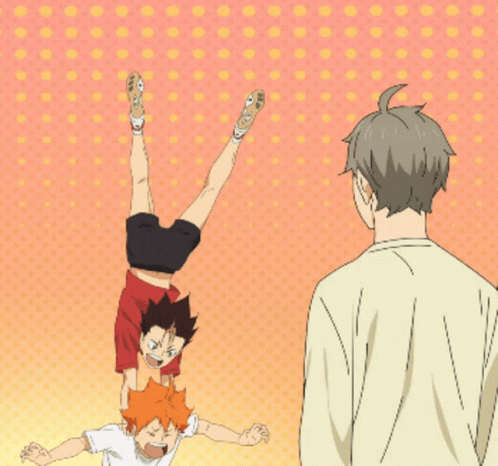 A Cartoon Of A Boy Doing A Handstand GIF