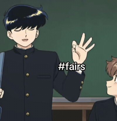 A Cartoon Of A Boy Giving A Peace Sign With The Words #Fairs Behind Him GIF