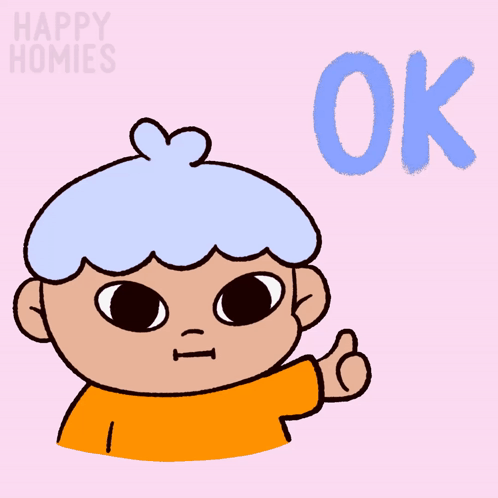 A Cartoon Of A Boy Giving A Thumbs Up And The Word Ok Below Him GIF