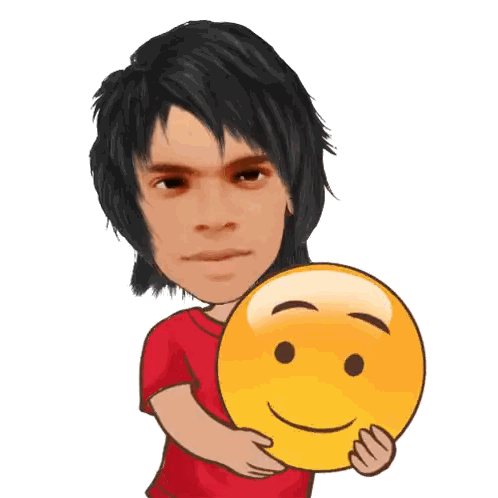 A Cartoon Of A Boy Holding A Crying Emoji Sticker