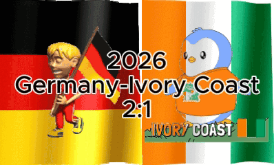 A Cartoon Of A Boy Holding A German Flag Next To A Cartoon Of A Penguin GIF