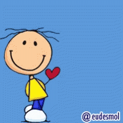 A Cartoon Of A Boy Holding A Heart With The Words " Me Das Un Gesito " Above Him GIF