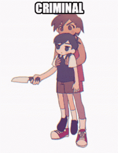 A Cartoon Of A Boy Holding A Knife With The Word Criminal Written On The Bottom GIF