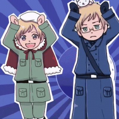 A Cartoon Of A Boy Holding A Teddy Bear And A Girl Holding A Santa Hat GIF
