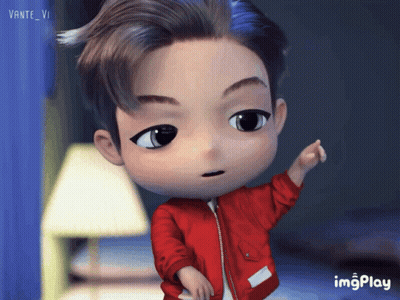 A Cartoon Of A Boy In A Red Jacket Is Displayed On A Screen With The Words Imgplay At The Bottom GIF