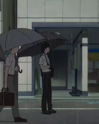 A Cartoon Of A Boy In The Rain GIF