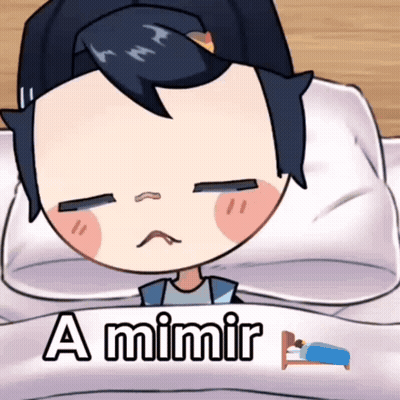 A Cartoon Of A Boy Laying In Bed With The Words A Mimir On The Bottom GIF