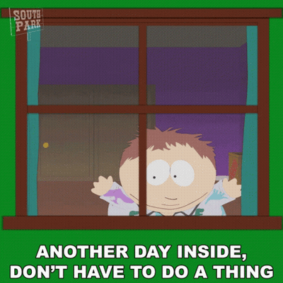 A Cartoon Of A Boy Looking Out A Window With The Caption Another Day Inside Don 'T Have To Do A Thing GIF