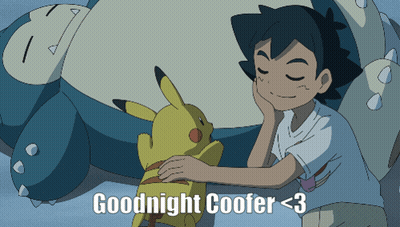 A Cartoon Of A Boy Petting A Pikachu With The Words Goodnight Coofer < 3 GIF