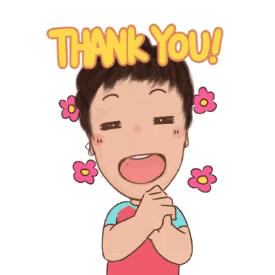 A Cartoon Of A Boy Saying Thank You With Flowers Around Him Sticker