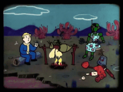A Cartoon Of A Boy Sitting Next To A Robot GIF