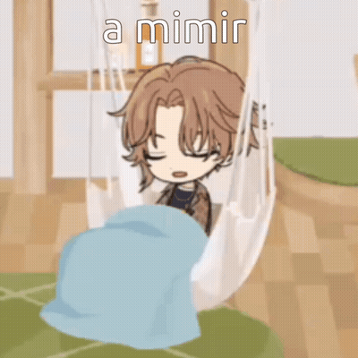A Cartoon Of A Boy Sleeping In A Hammock With The Words A Mimir Above Him GIF