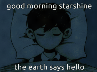 A Cartoon Of A Boy Sleeping With The Words Good Morning Starshine The Earth Says Hello Below Him GIF