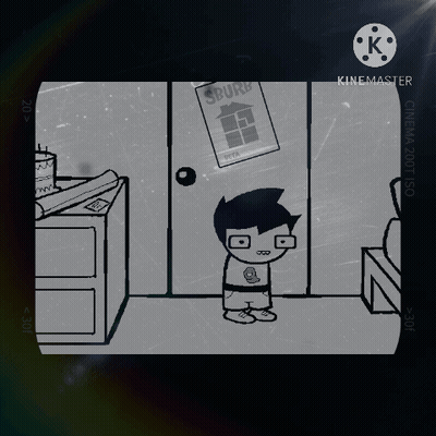 A Cartoon Of A Boy Standing In Front Of A Door With The Words Rest In Peace John Egbert Fly High GIF
