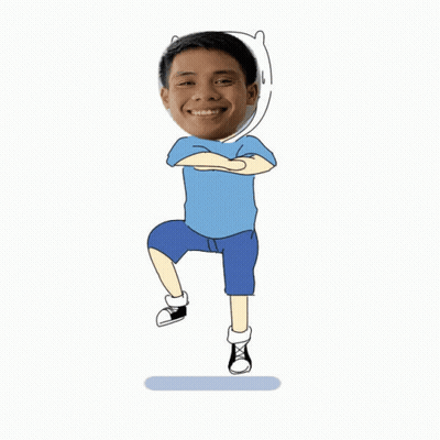A Cartoon Of A Boy Standing On One Leg With His Arms Crossed And Smiling GIF