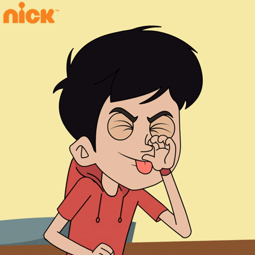 A Cartoon Of A Boy Sticking Out His Tongue With The Nick Logo In The Background GIF
