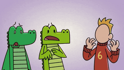 A Cartoon Of A Boy Wearing A Red Sweater With The Number 6 On It GIF