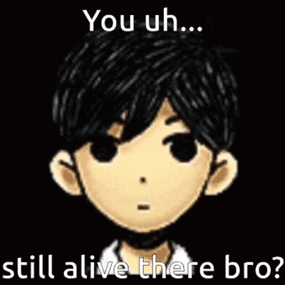 A Cartoon Of A Boy With A Choker On His Neck And The Words `` You Uh ... Still Alive There Bro '' . GIF