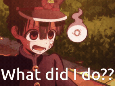 A Cartoon Of A Boy With A Ghost And The Words " What Did I Do " GIF