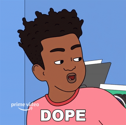 A Cartoon Of A Boy With A Pink Shirt That Says Dope On It GIF