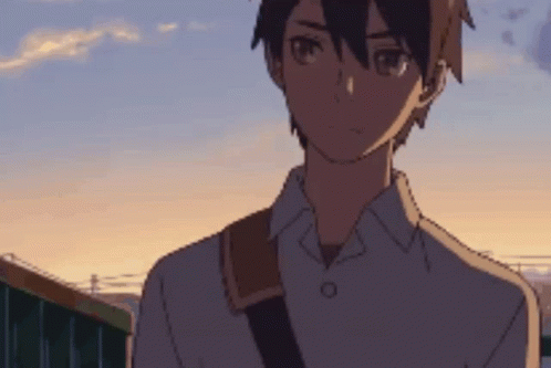 A Cartoon Of A Boy With A Shoulder Strap On His Shoulder GIF