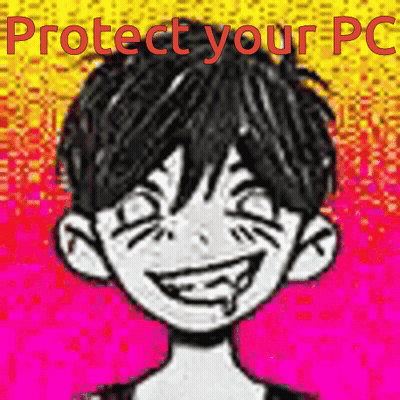A Cartoon Of A Boy With A Smiley Face And The Words Protect Your Pc GIF