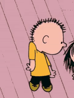 A Cartoon Of A Boy With A Yellow Shirt And Black Pants GIF