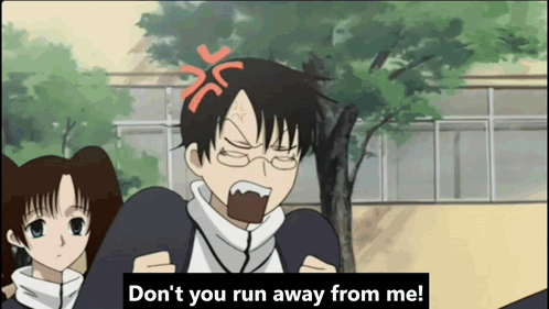 A Cartoon Of A Boy With An Angry Face And The Words " Do N't You Run Away From Me " Below Him GIF