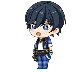A Cartoon Of A Boy With Blue Hair And A Plaid Outfit Is Crying Sticker