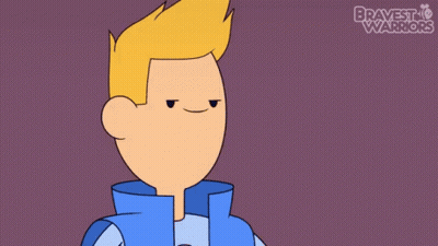 A Cartoon Of A Boy With Bravest Warriors On The Bottom GIF