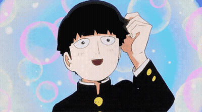 A Cartoon Of A Boy With Bubbles In The Background Adjusting His Hair GIF