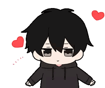 A Cartoon Of A Boy With Hearts Around Him Sticker